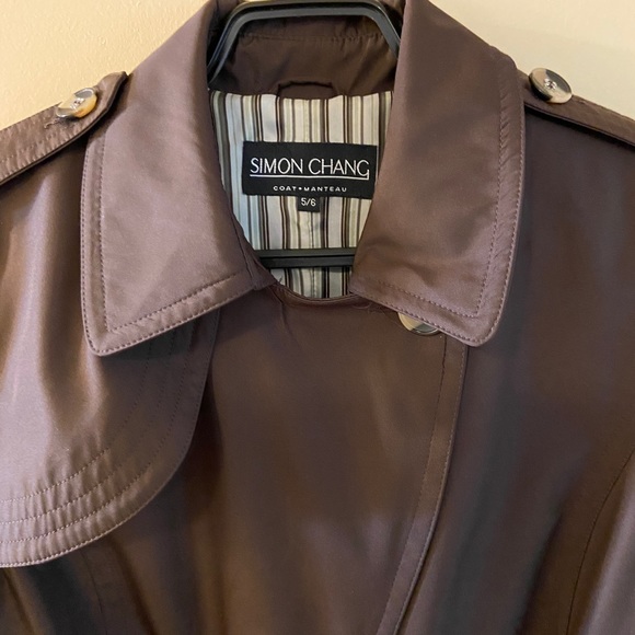 Vintage Simon Chang dark chocolate brown rain trench coat size 5/6 - Picture 2 of 10